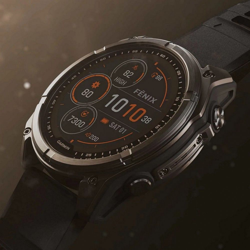 Смарт-часы Garmin Fenix 8 51 mm SOLAR Sapphire Carbon Gray DLC Titanium Case with Black / Pebble Gray Silicone Band