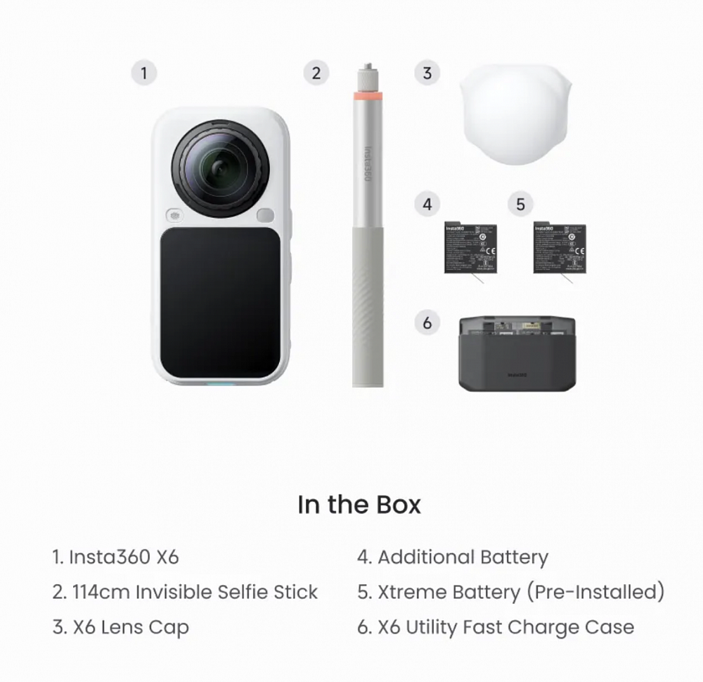 Экшн-камера Insta360 X6 Essentials Bundle Arctic White