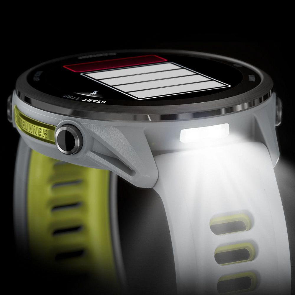 Смарт-часы Garmin Forerunner 970 47 mm Whitestone Titanium Case with Whitestone / Translucent Amp Yellow Silicone Band